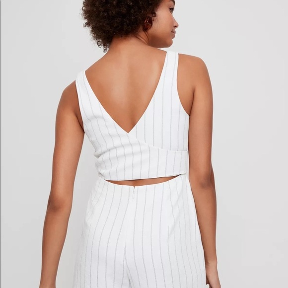 Aritzia Wilfred Stripe Écoulement Romper Size 8 - Picture 3 of 6